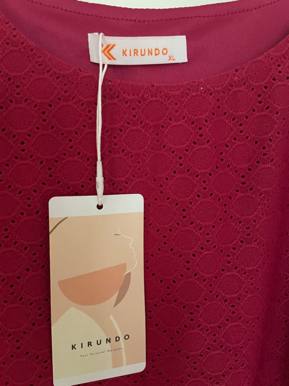 Women's Eyelet Tank Top in Raspberry - Picture 2 of 2